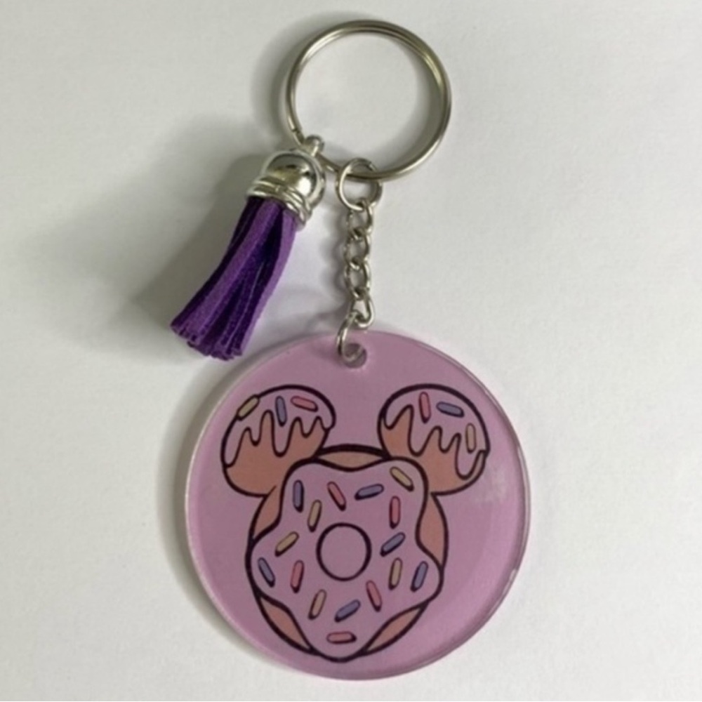 Mickey Donut Purple Keychain New